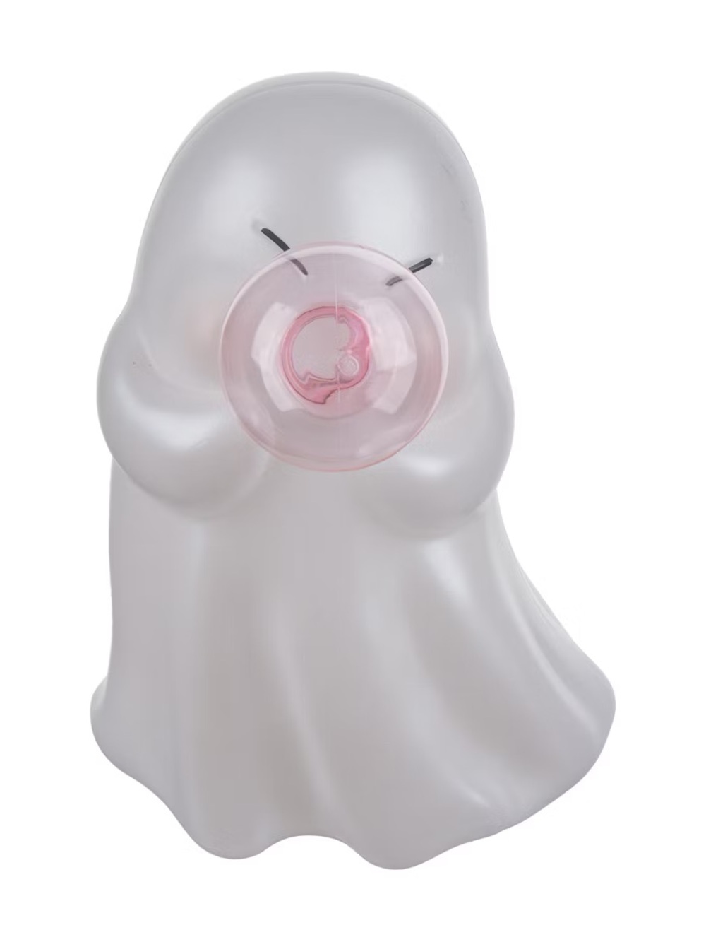White Ghost with Pink Bubble Halloween Figurine